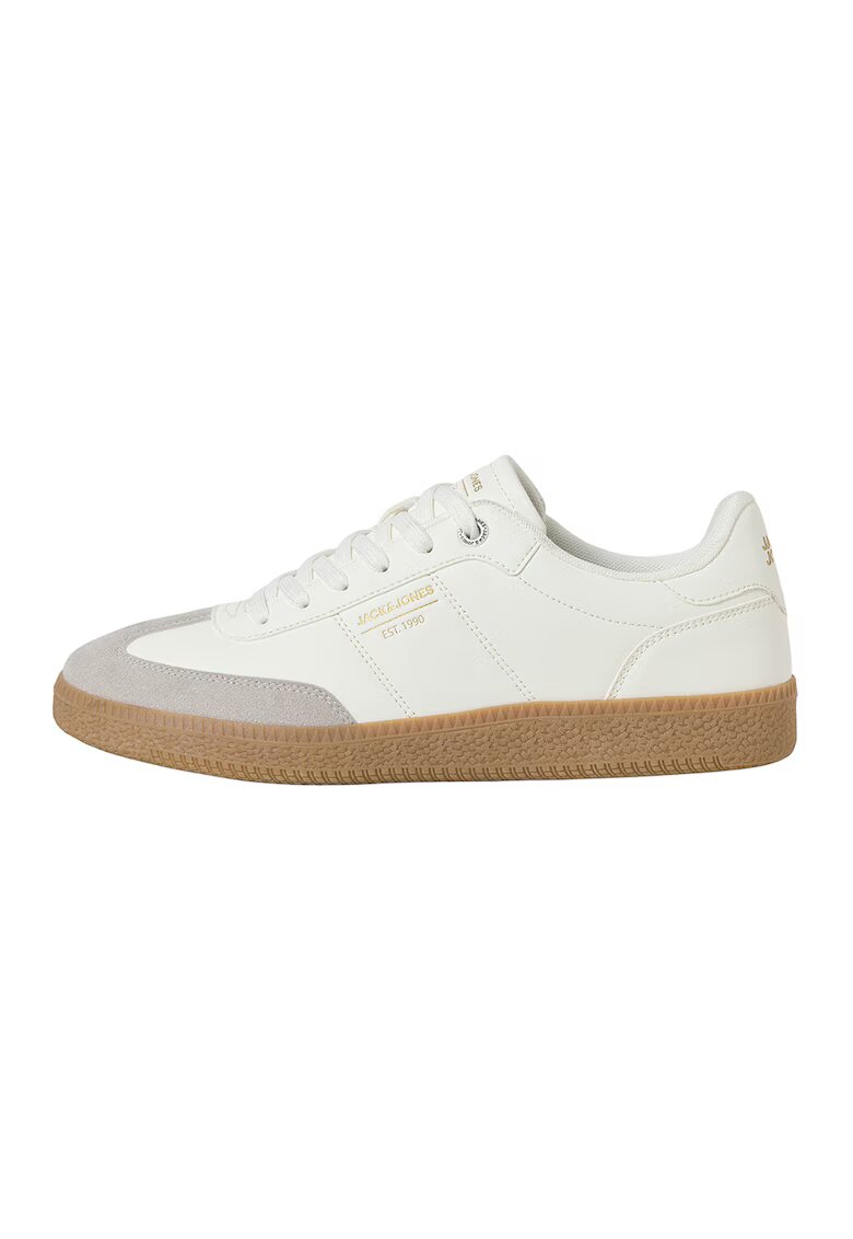 Jack  Jones Pantofi sport low-cut de piele ecologica - Alb/Maro taupe deschis