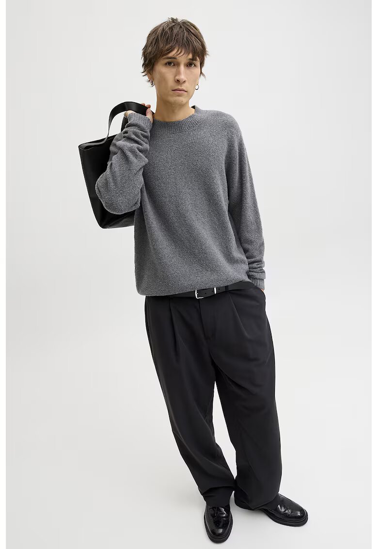 Jack & Jones Pulover cu decolteu la baza gatului - Gri inchis melange