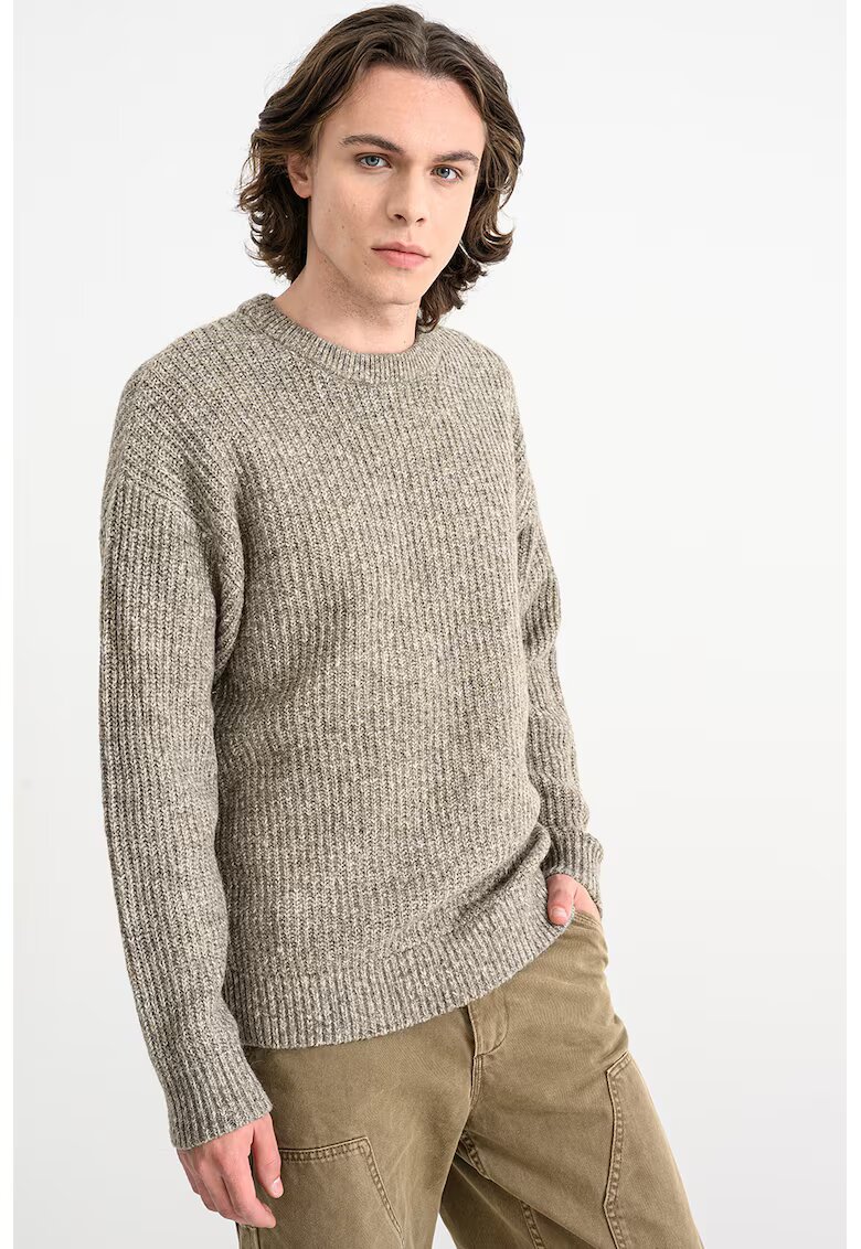 Jack & Jones Pulover cu decolteu la baza gatului si maneci cazute - Maro melange