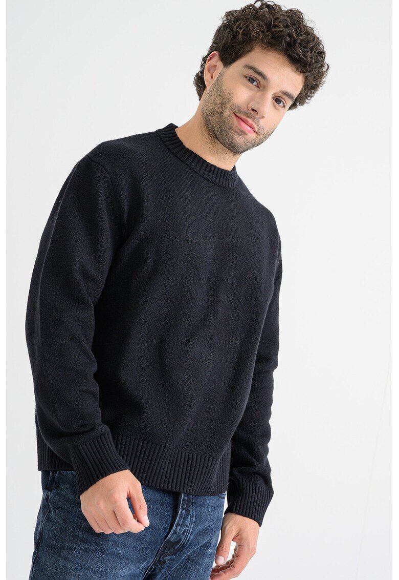 Jack & Jones Pulover cu decolteu la baza gatului si maneci cazute - Negru