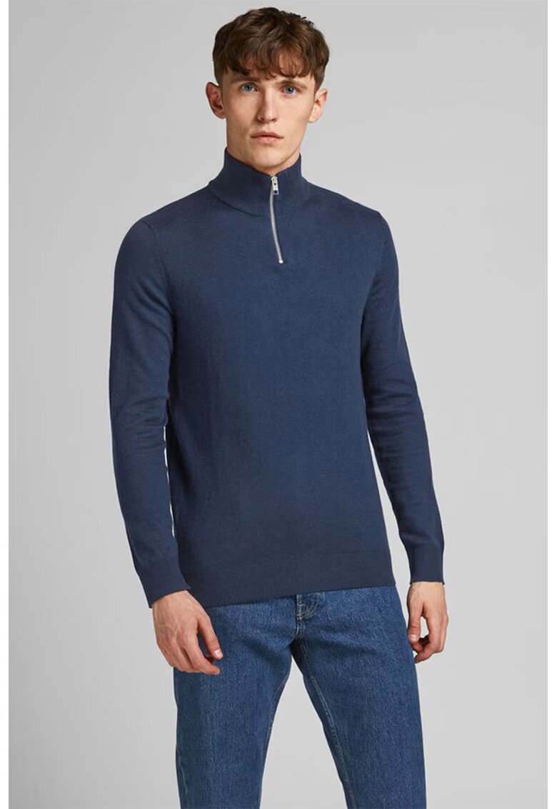 Jack  Jones Pulover cu guler inalt si fermoar scurt - Bleumarin