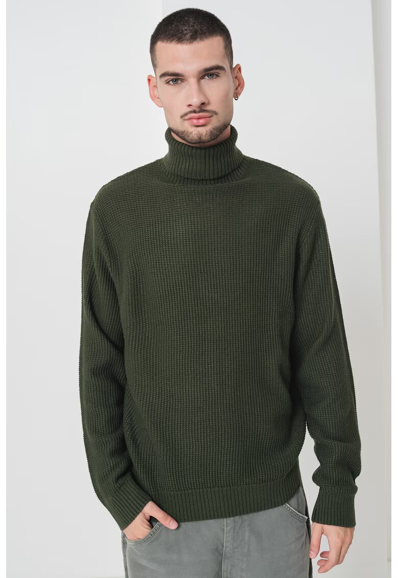 Jack & Jones Pulover cu guler inalt si model uni - Verde aquamarin