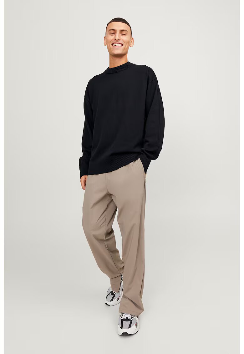 Jack & Jones Pulover din amestec de bumbac organic cu decolteu la baza gatului - Negru