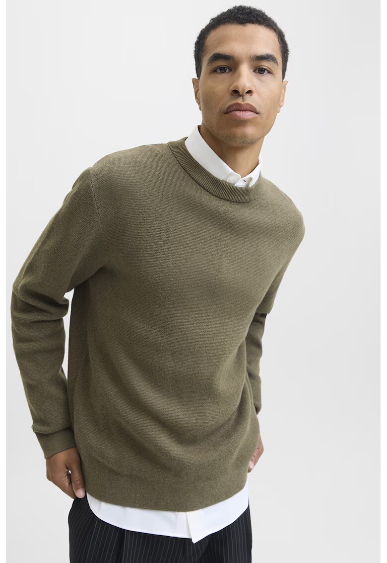 Jack & Jones Pulover din amestec de bumbac organic cu decolteu rotund - Maro deschis melange