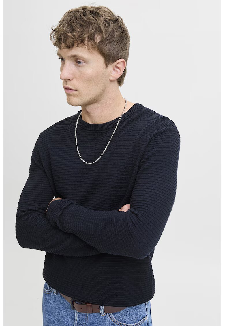 Jack  Jones Pulover regular fit cu decolteu la baza gatului - Bleumarin