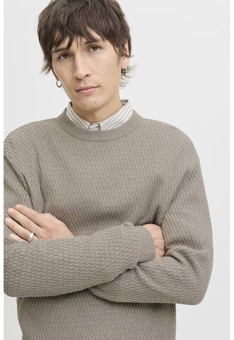 Jack & Jones Pulover slim fit cu model texturat - Grej