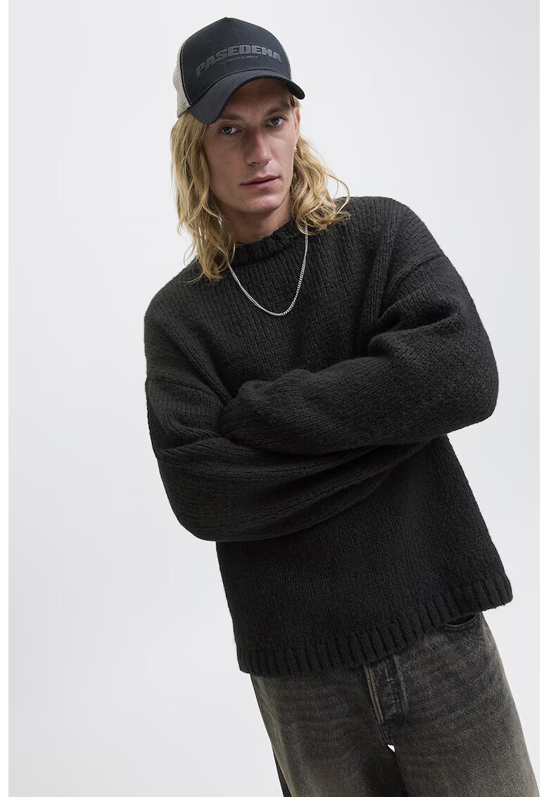 Jack & Jones Pulover supradimensionat cu decolteu la baza gatului - Negru