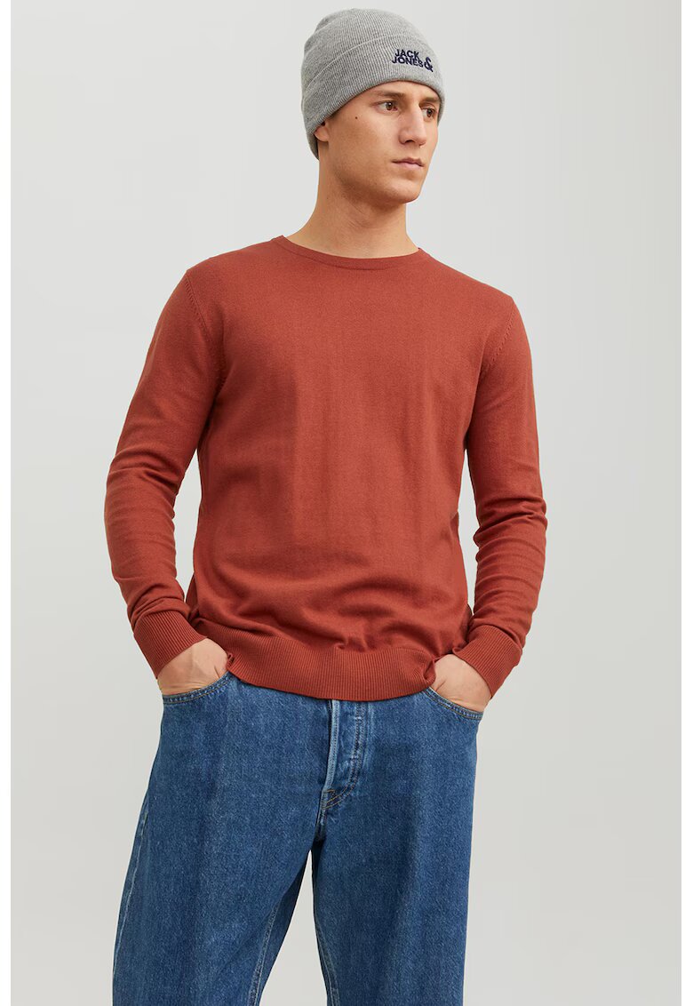 Jack  Jones Pulover tricotat fin cu decolteu la baza gatului - Caramiziu