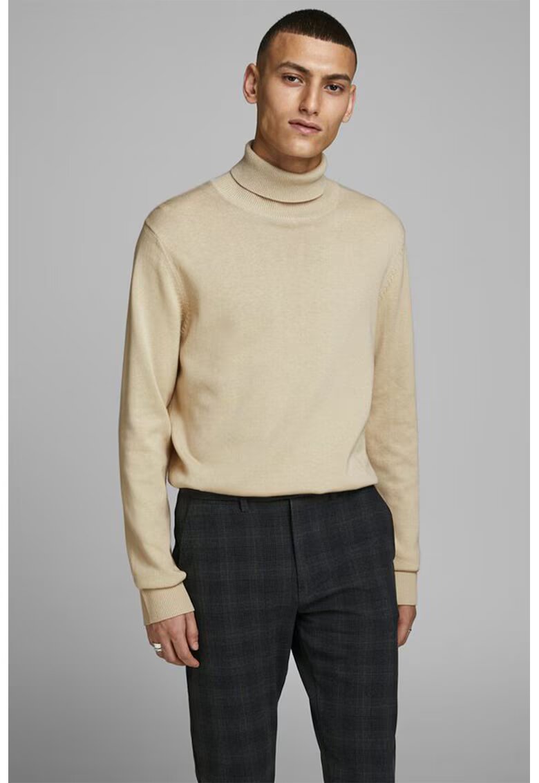 Jack  Jones Pulover tricotat fin cu guler inalt Emil - Bej