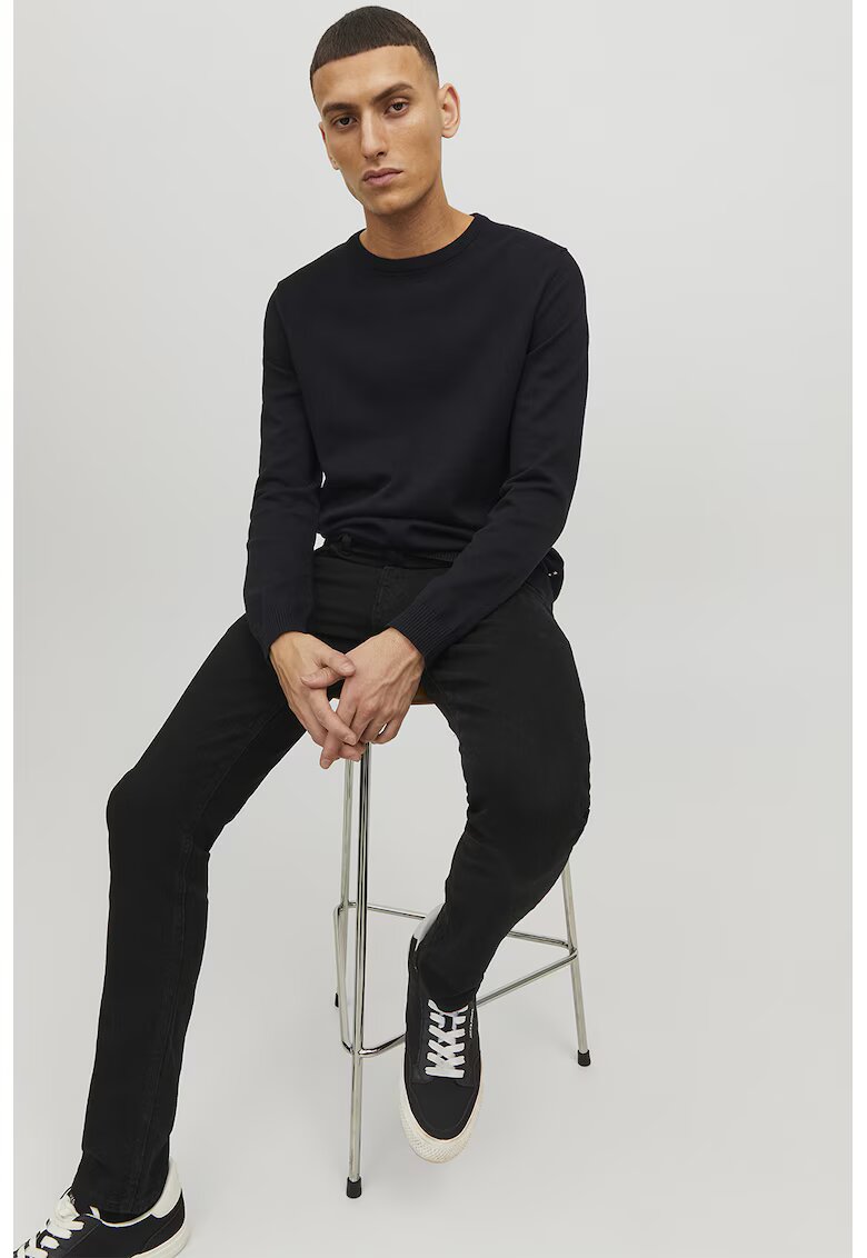 Jack & Jones Pulover tricotat fin din bumbac organic - Negru