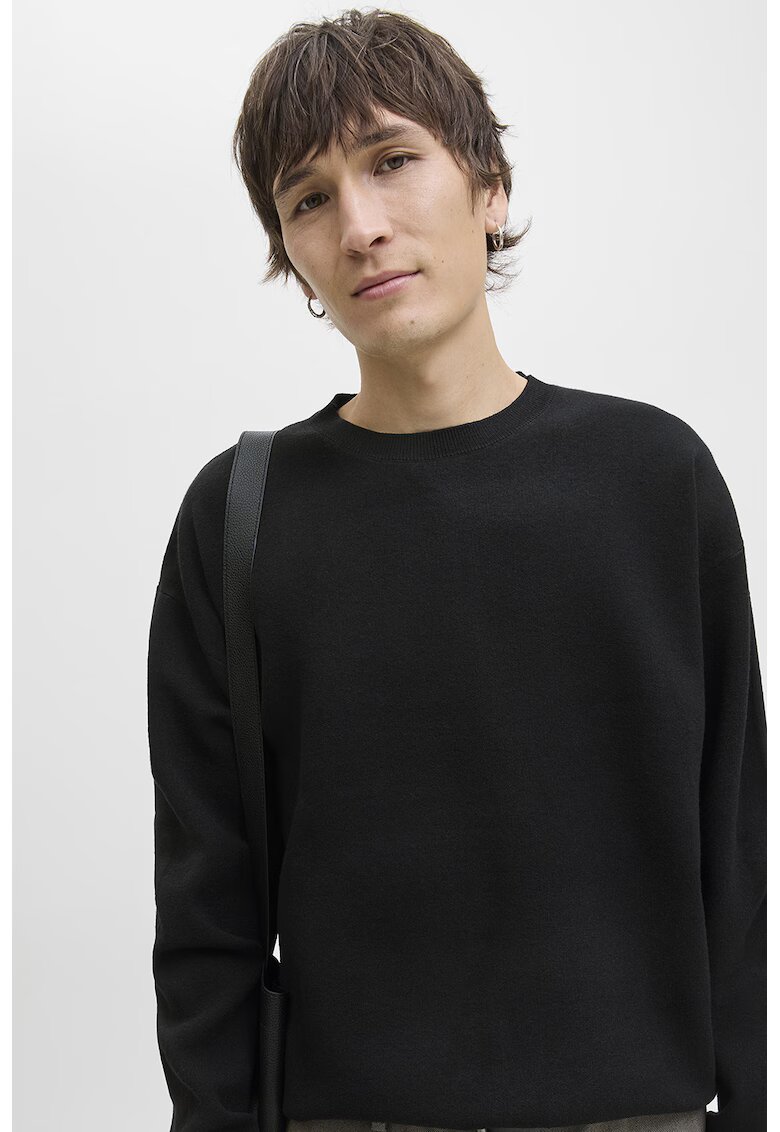 Jack & Jones Pulover uni cu decolteu la baza gatului - Negru