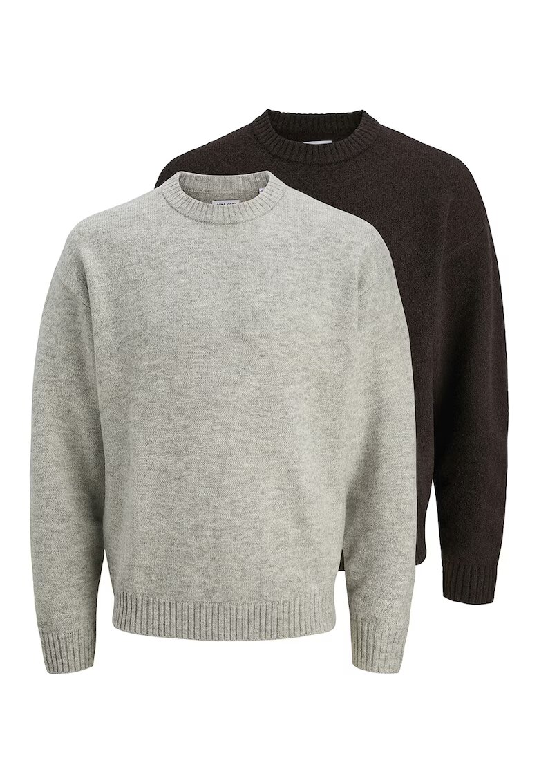 Jack & Jones Set de 2 pulovere cu decolteu la baza gatului - Gri deschis melange
