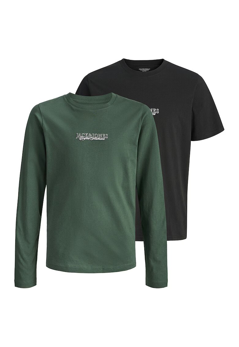 Jack & Jones Set de bluza si tricou cu imprimeu logo -2 piese - Verde/Negru stins