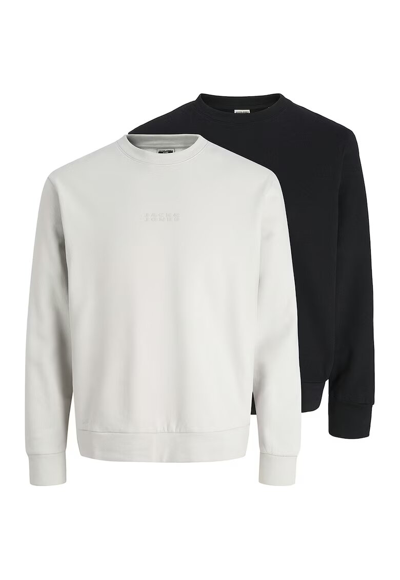 Jack & Jones Set de bluze de trening din bumbac cu decolteu la baza gatului - 2 piese - Negru/Alb murdar