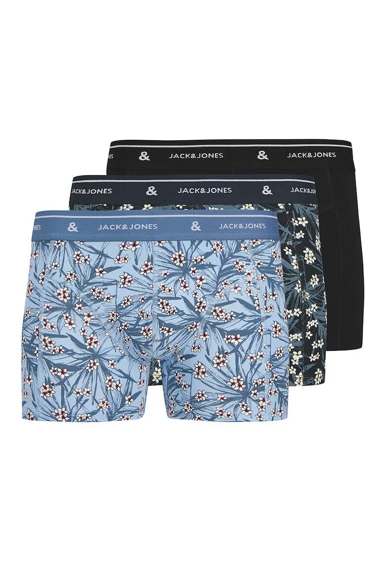 Jack  Jones Set de boxeri - 3 Perechi - Negru/Alb murdar/Albastru deschis