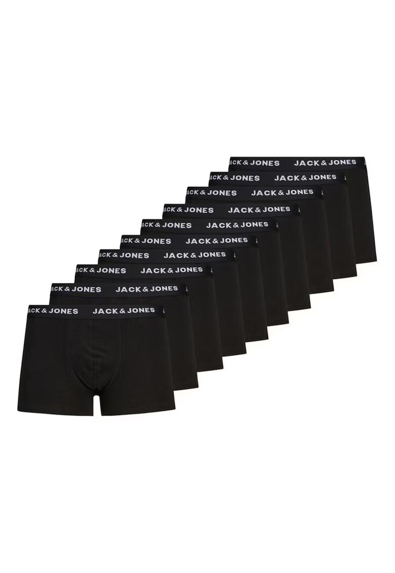 Jack  Jones Set de boxeri cu banda elastica si logo - 10 perechi - Alb/Negru