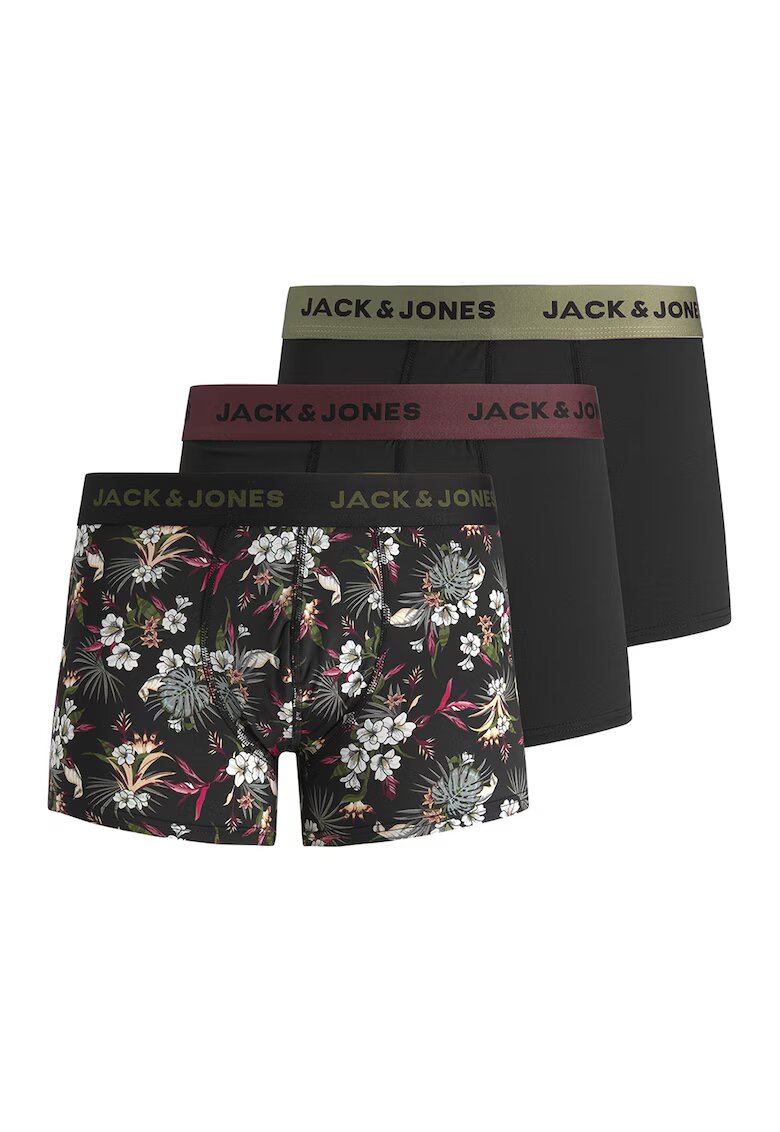 Jack  Jones Set de boxeri cu banda logo in talie - 3 perechi - Negru