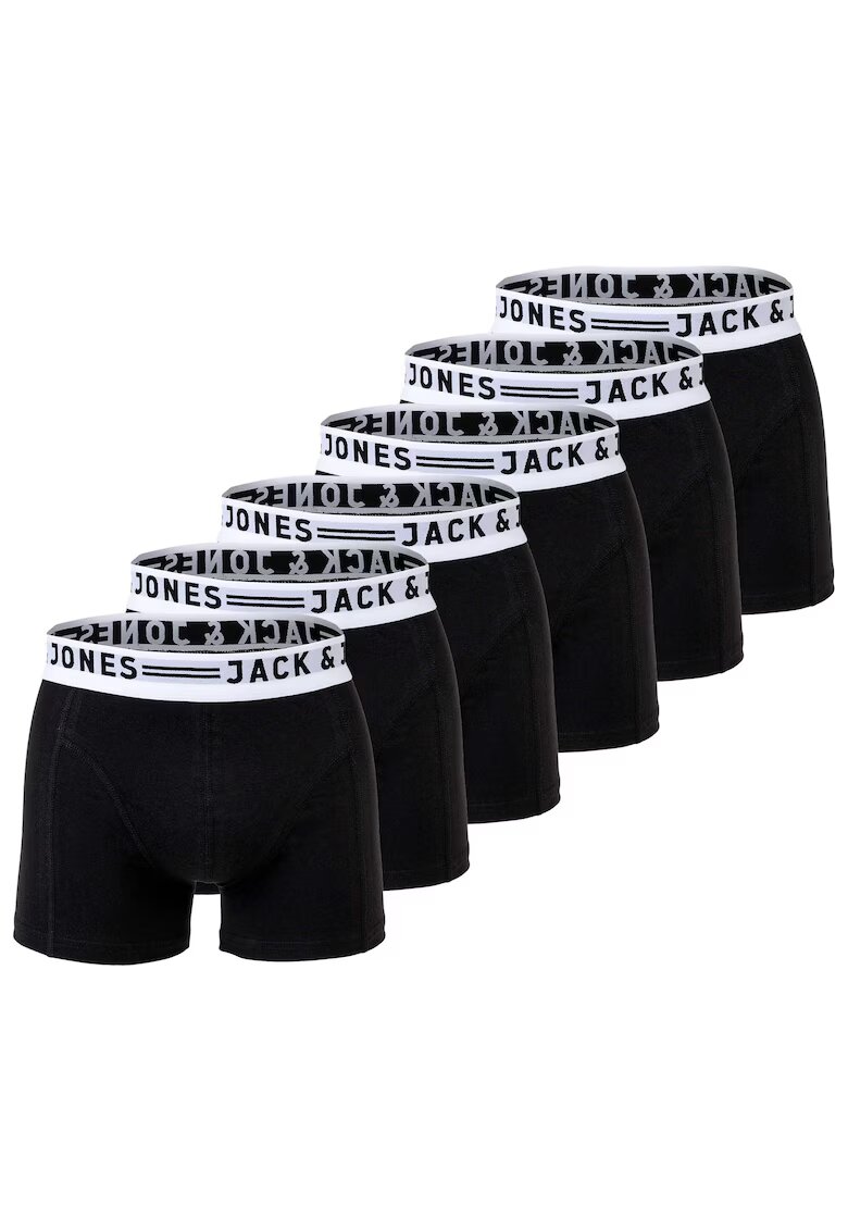 Jack  Jones Set de boxeri cu banda logo in talie - 6 perechi - Alb/Negru