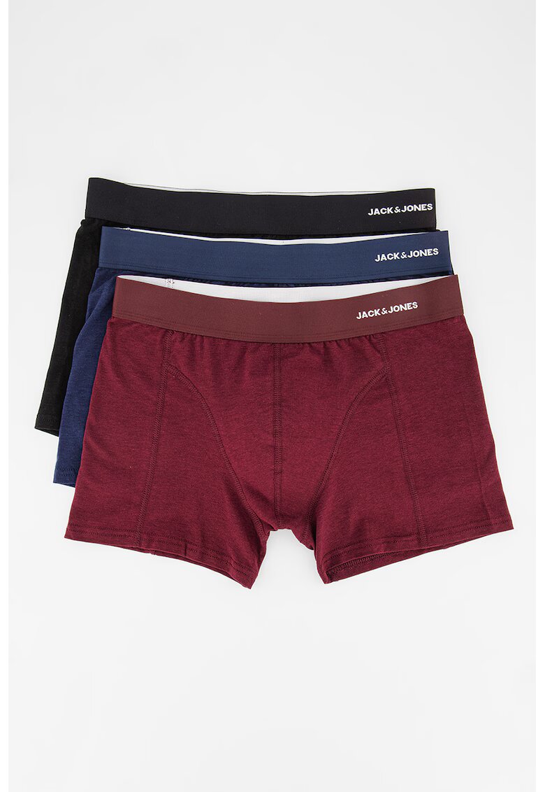 Jack  Jones Set de boxeri cu logo - 3 perechi - Visiniu/Negru/Bleumarin