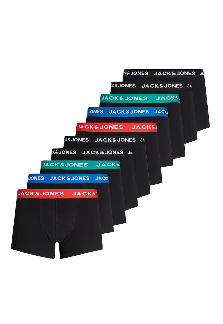 Jack  Jones Set de boxeri de bumbac cu banda logo elastica - 10 perechi - Rosu/Negru/Albastru petrol