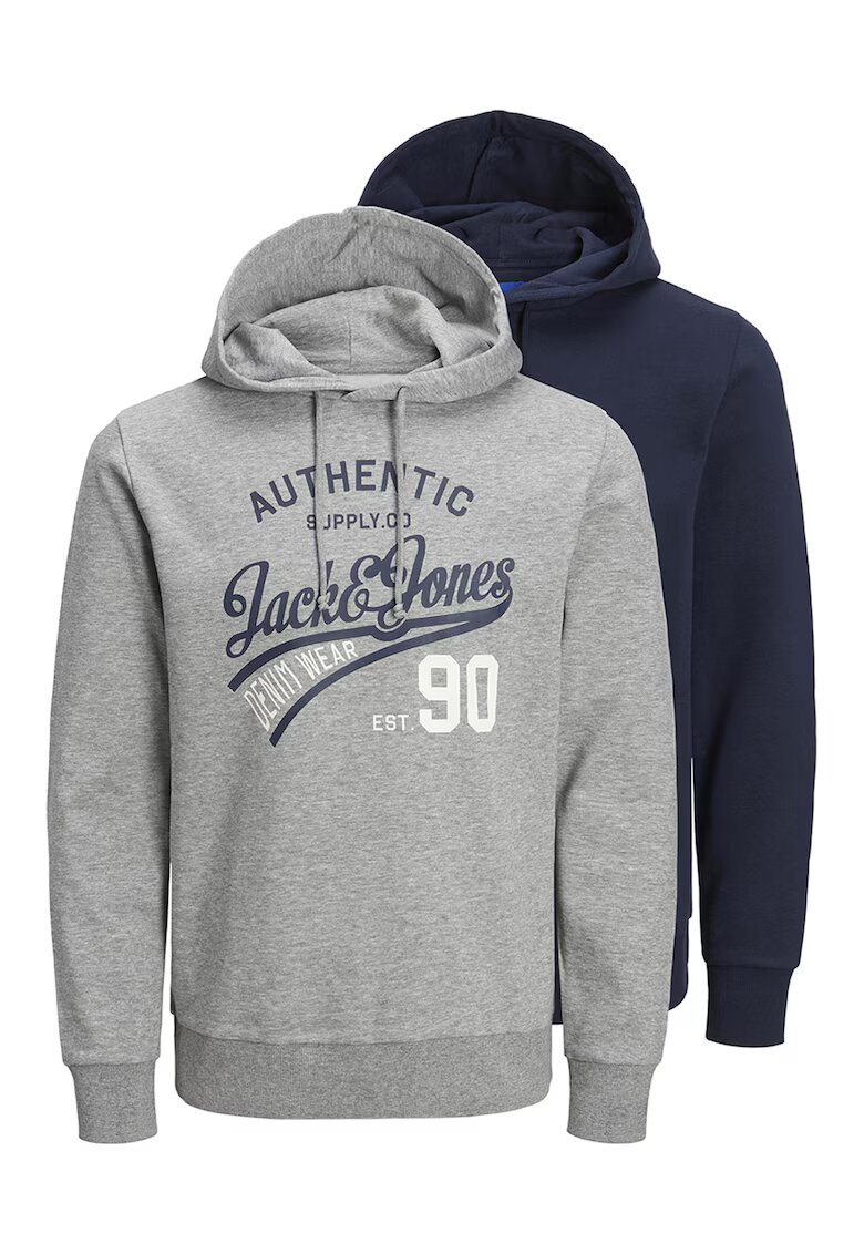 Jack  Jones Set de hanorace cu imprimeu logo - 2 piese - Alb/Gri melange/Bleumarin