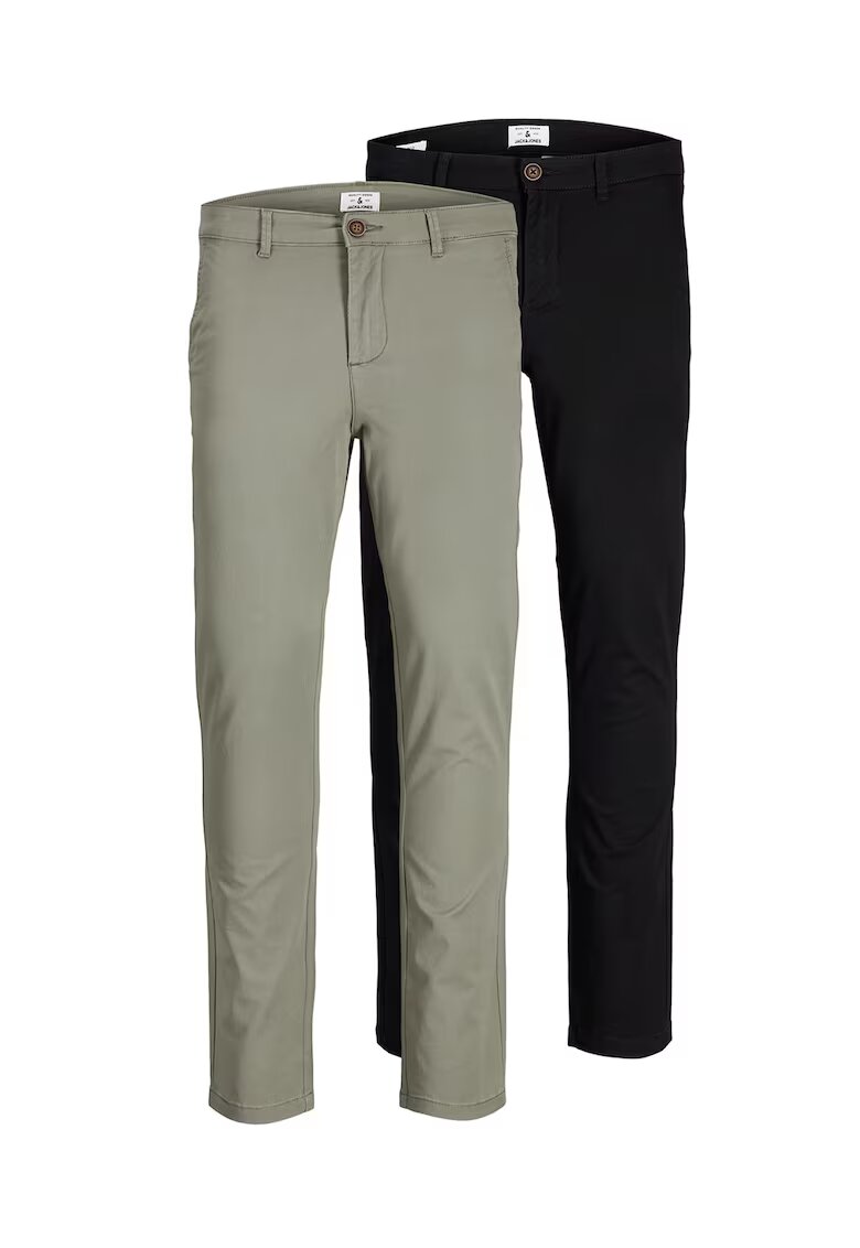 Jack  Jones Set de pantaloni chino slim fit Marco - 2 perechi - Negru/Kaki
