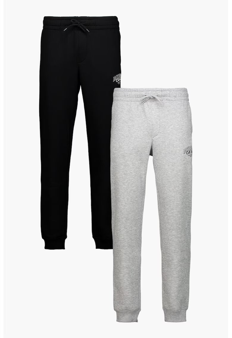 Jack  Jones Set de pantaloni de trening slim-fit - 2 perechi - Negru/Gri deschis melange