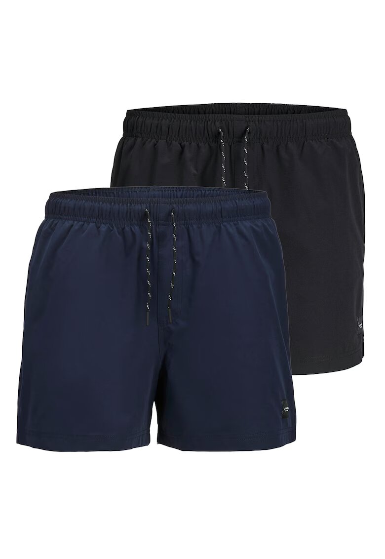 Jack  Jones Set de pantaloni scurti de baie cu snur - 2 piese - Negru/Albastru inchis