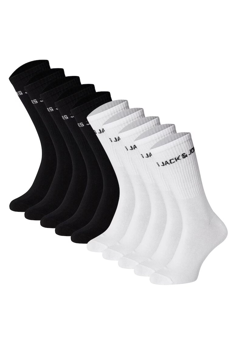 Jack  Jones Set de sosete lungi - 10 perechi - Alb/Negru