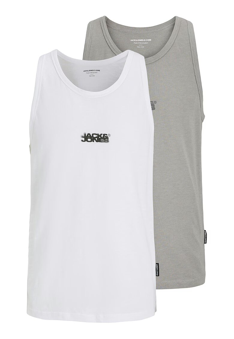 Jack  Jones Set de topuri din bumbac cu detaliu cu imprimeu - 2 piese - Gri