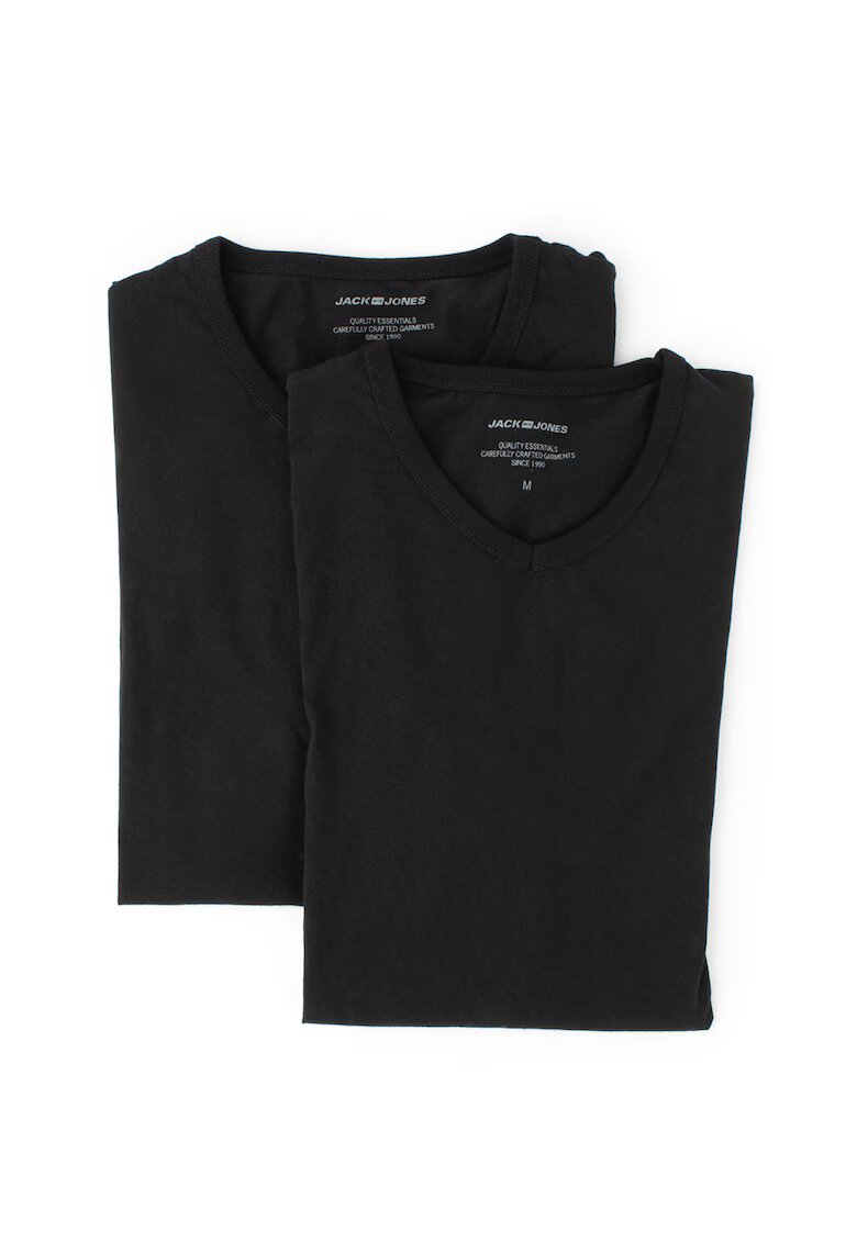 Jack  Jones Set de tricouri cu decolteu in V Basic - 2 piese - Negru