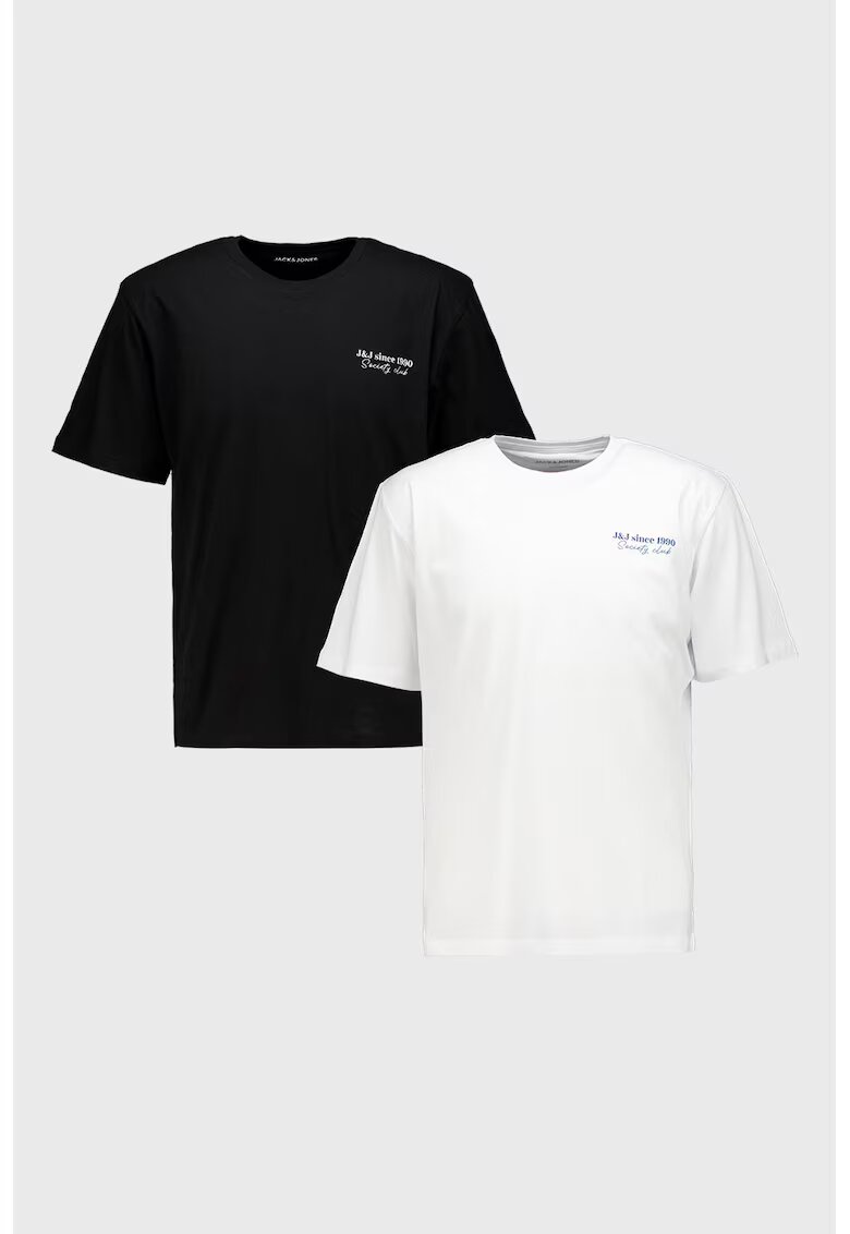 Jack & Jones Set de tricouri cu imprimeu pe partea din spate - 2 piese - Alb/Negru/Albastru