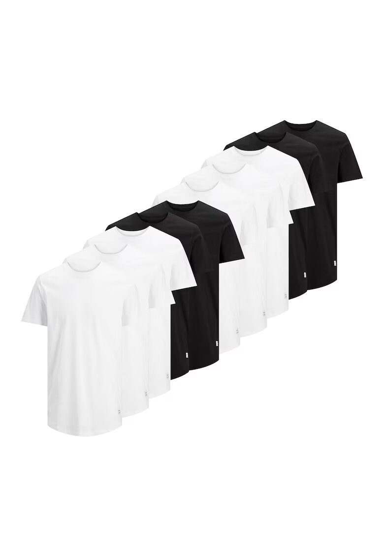 Jack & Jones Set de tricouri de bumbac - 10 piese - Alb/Negru