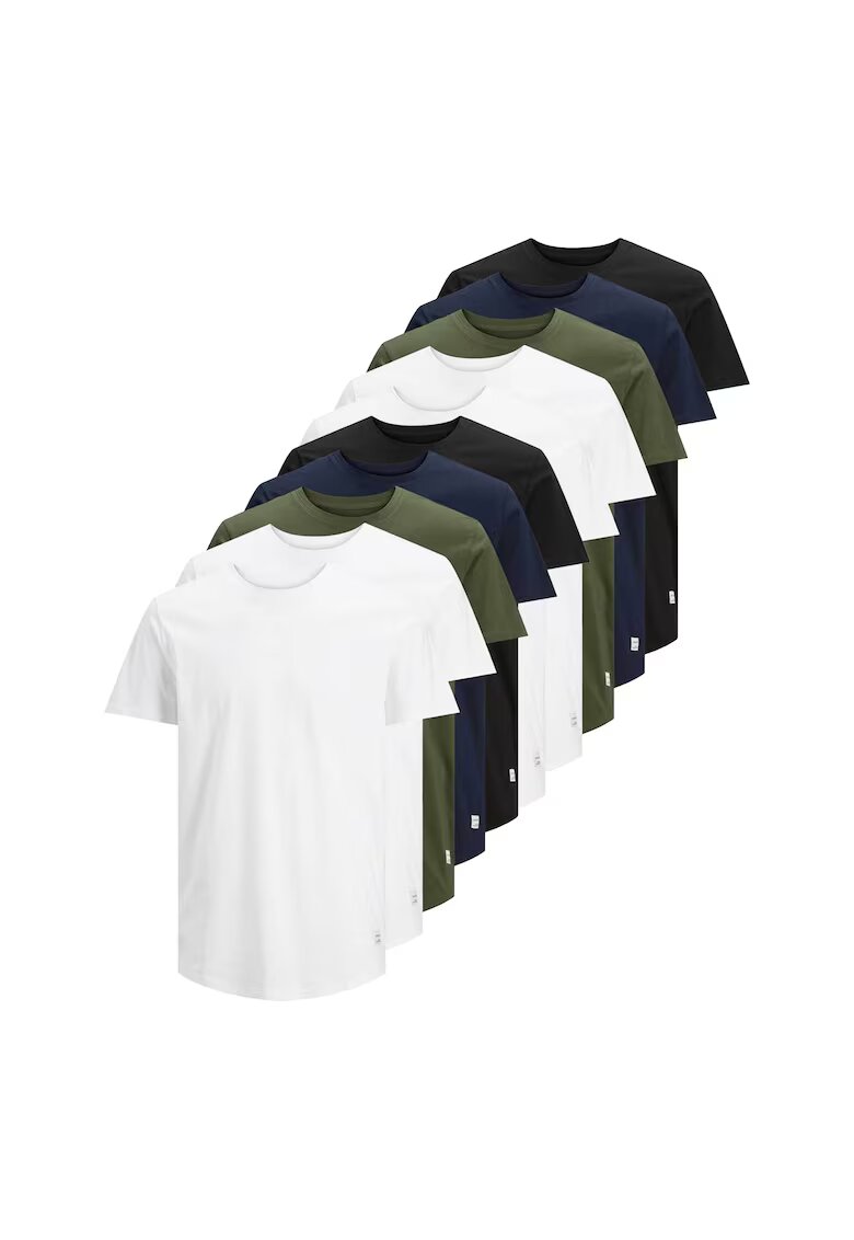 Jack  Jones Set de tricouri de bumbac - 10 piese - Alb/Negru/Kaki