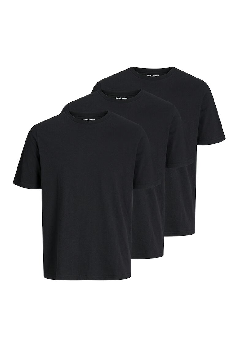 Jack  Jones Set de tricouri din amestec de bumbac cu decolteu la baza gatului - 3 piese - Negru