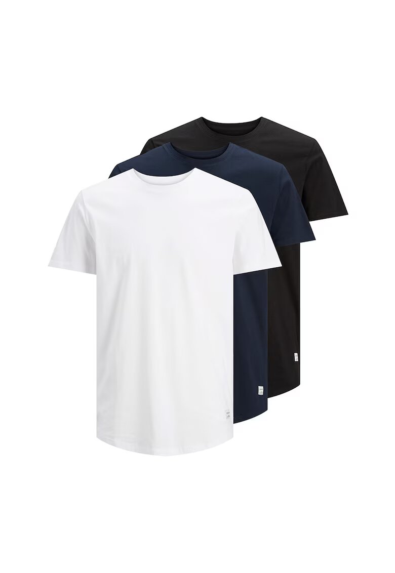 Jack  Jones Set de tricouri din bumbac organic - 3 piese - Alb/Negru/Albastru inchis