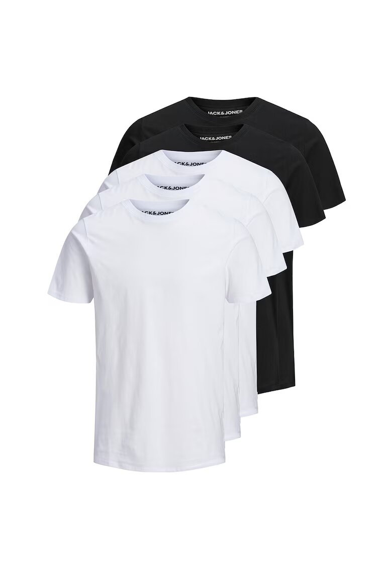 Jack  Jones Set de tricouri din bumbac organic - 5 piese - Negru/Alb