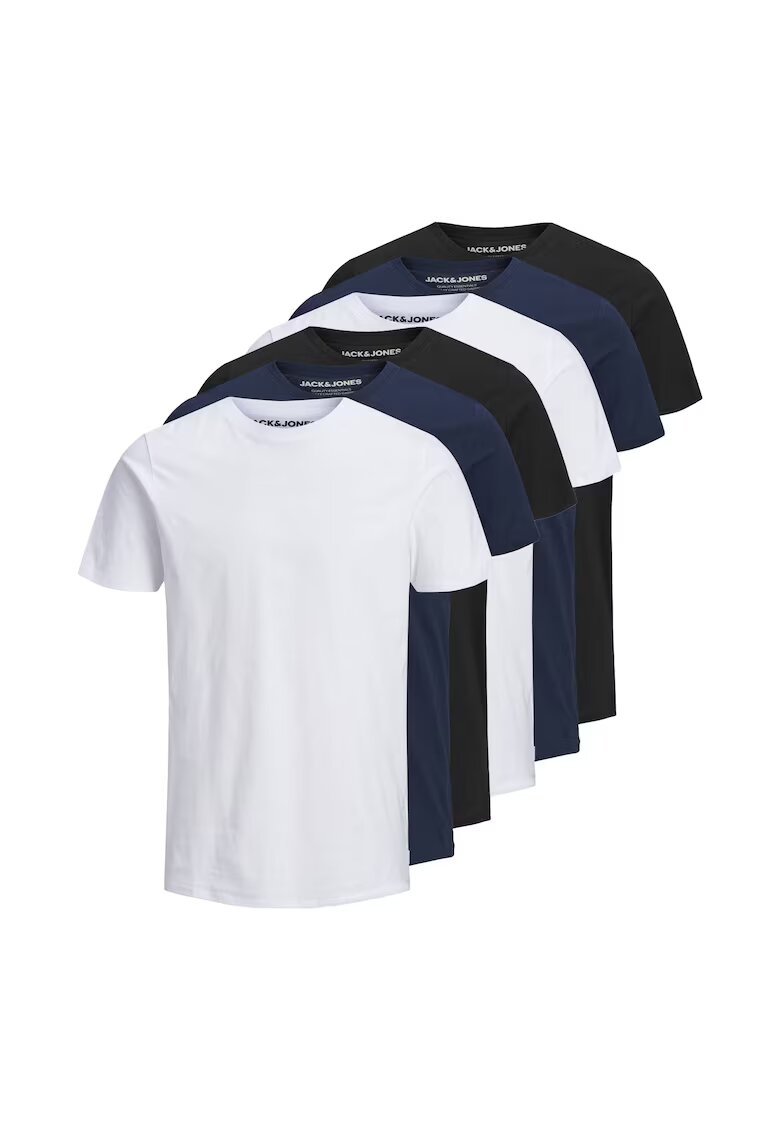 Jack  Jones Set de tricouri din bumbac organic JJEORGANIC - 6 piese - Alb/Negru/Bleumarin