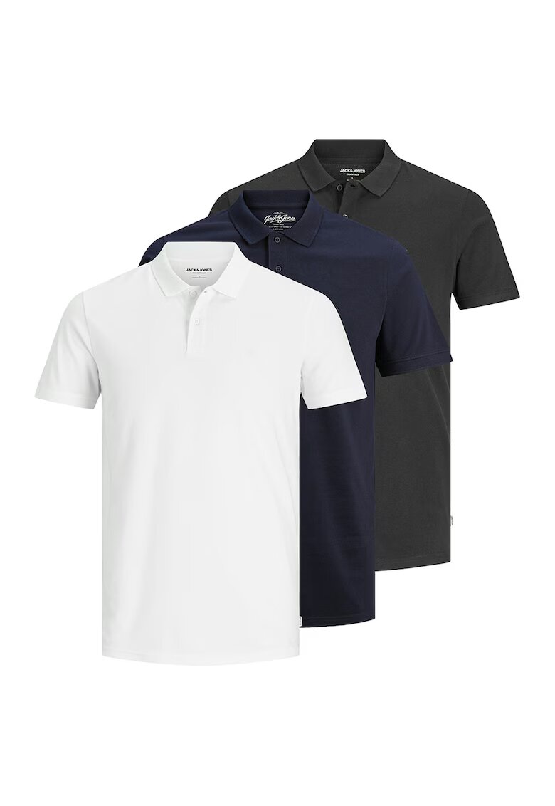 Jack  Jones Set de tricouri polo - 3 piese - Alb/Negru/Bleumarin