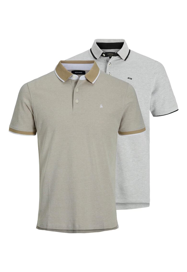 Jack  Jones Set de tricouri polo din bumbac - 2 piese - Gri/Bej