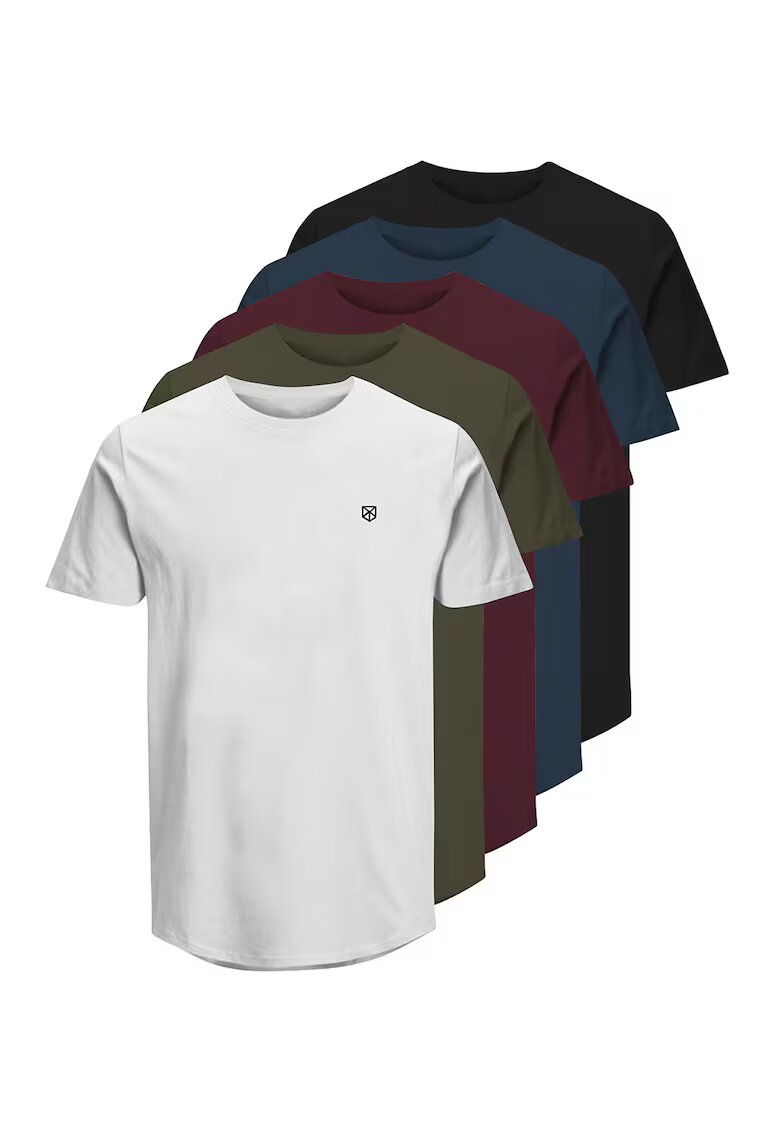Jack  Jones Set de tricouri regular-fit din bumbac organic - 5 piese - Multicolor