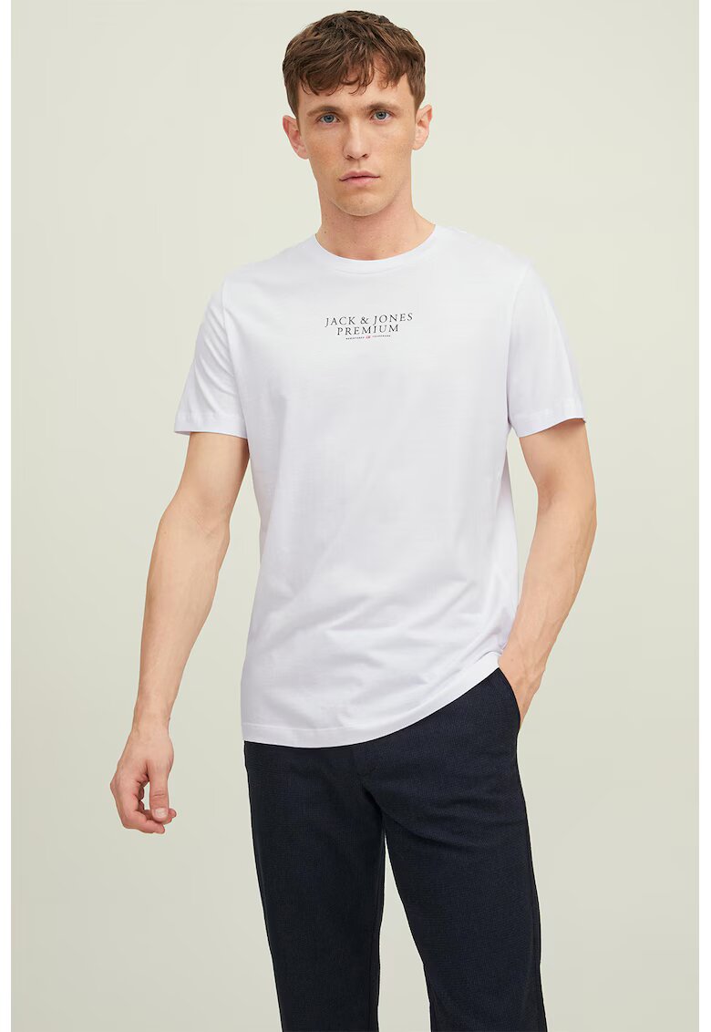 Jack  Jones Tricou cu decolteu la baza gatului - Alb