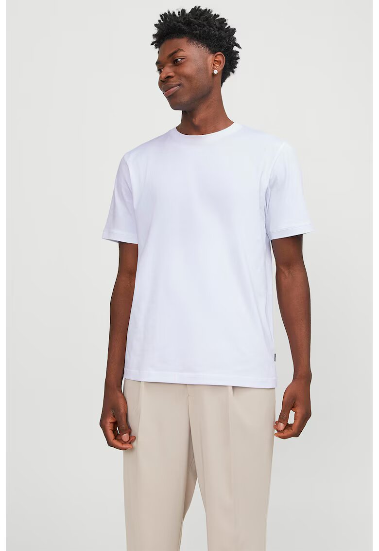 Jack & Jones Tricou cu decolteu la baza gatului - din amestec de bumbac organic - Alb optic