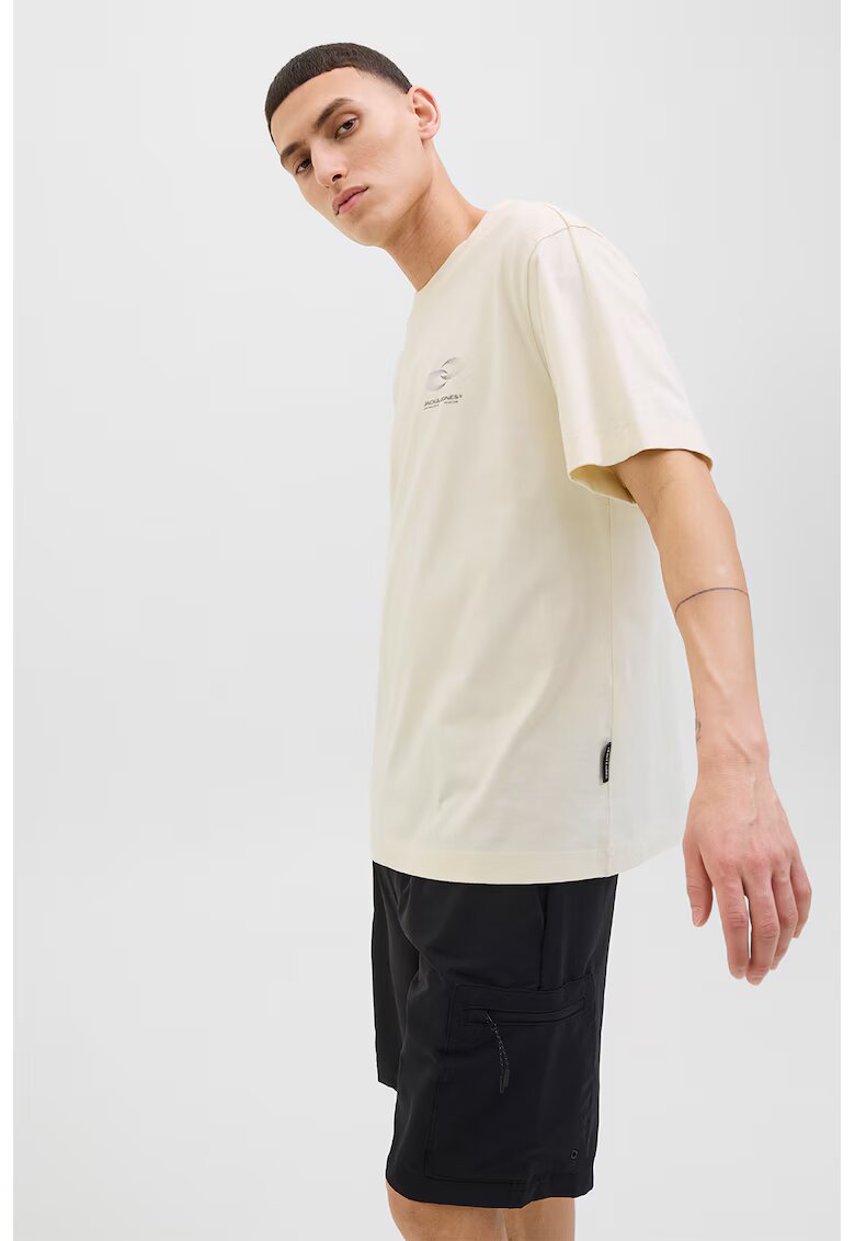 Jack & Jones Tricou cu logo discret pe piept si decolteu la baza gatului - Bej deschis