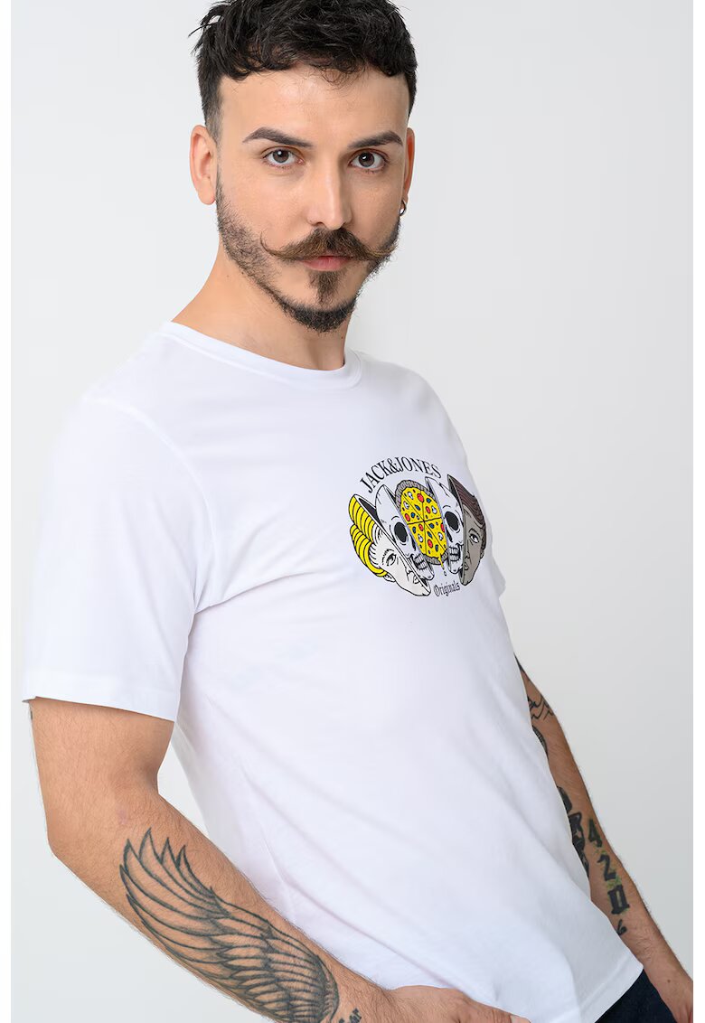 Jack & Jones Tricou de bumbac cu imprimeu - Alb/Galben