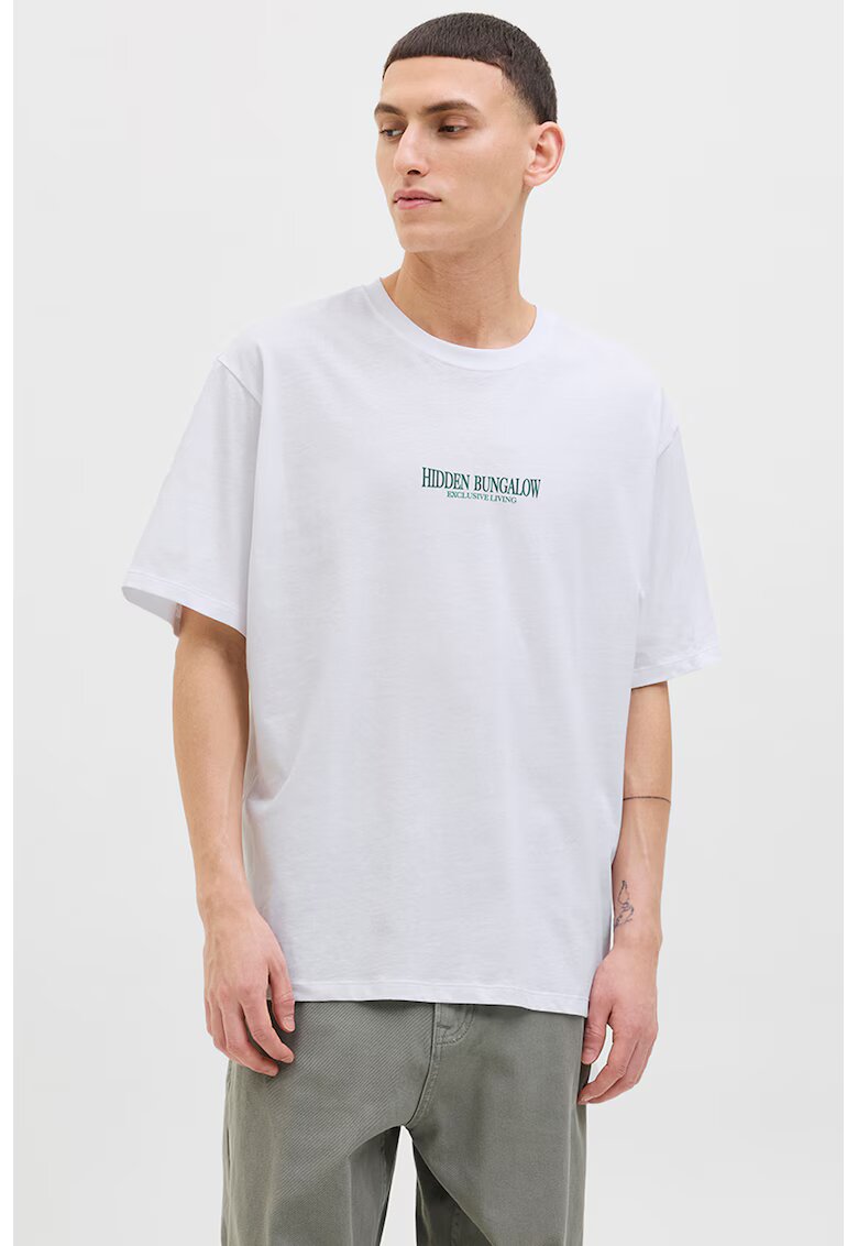 Jack  Jones Tricou de bumbac cu imprimeu - Alb/Verde