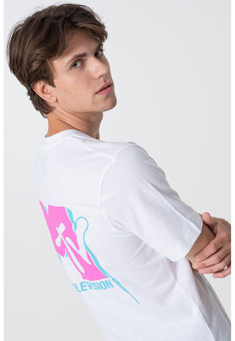 Jack  Jones Tricou de bumbac cu imprimeu grafic pe partea din spate - Alb/Roz