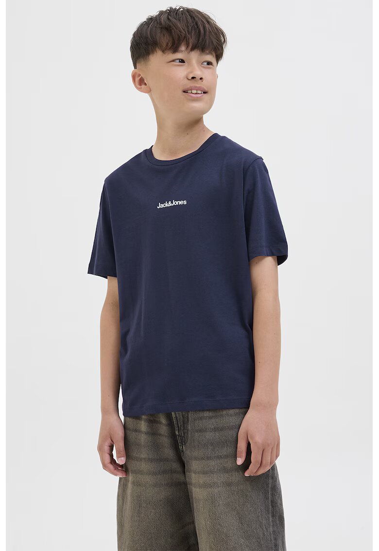 Jack & Jones Tricou de bumbac cu imprimeu logo - Portocaliu/Albastru inchis