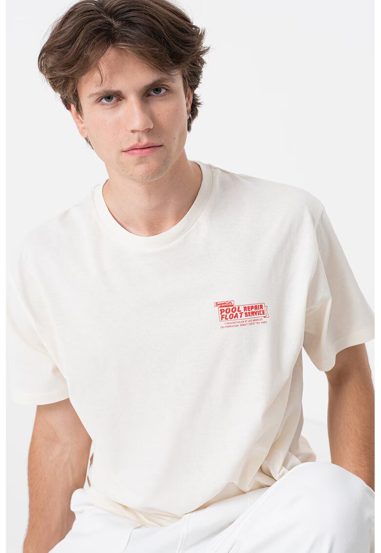 Jack  Jones Tricou de bumbac cu imprimeu pe partea din spate - Rosu/Bej deschis