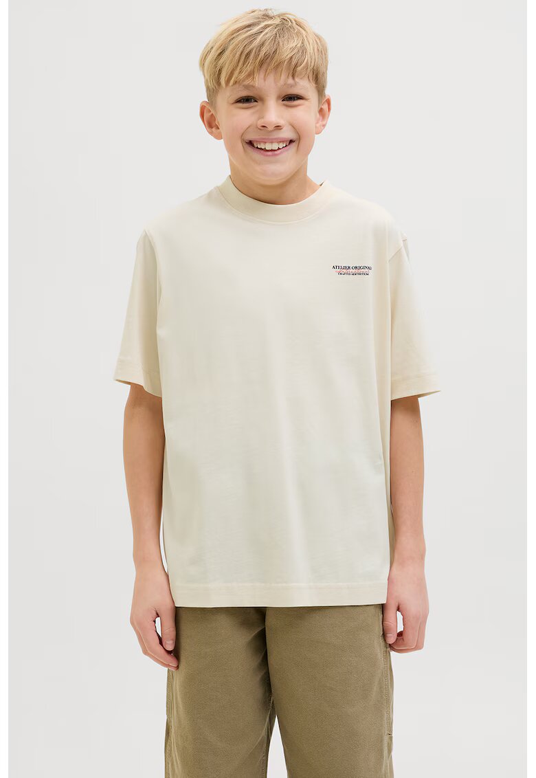 Jack  Jones Tricou de bumbac cu imprimeu text - Verde pal/Bleumarin